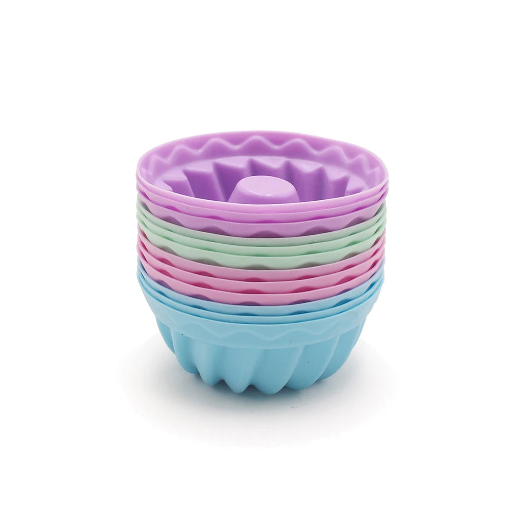 12-Piece Silicone Cupcake Molds Set — Colorful Non-Stick Baking Cups