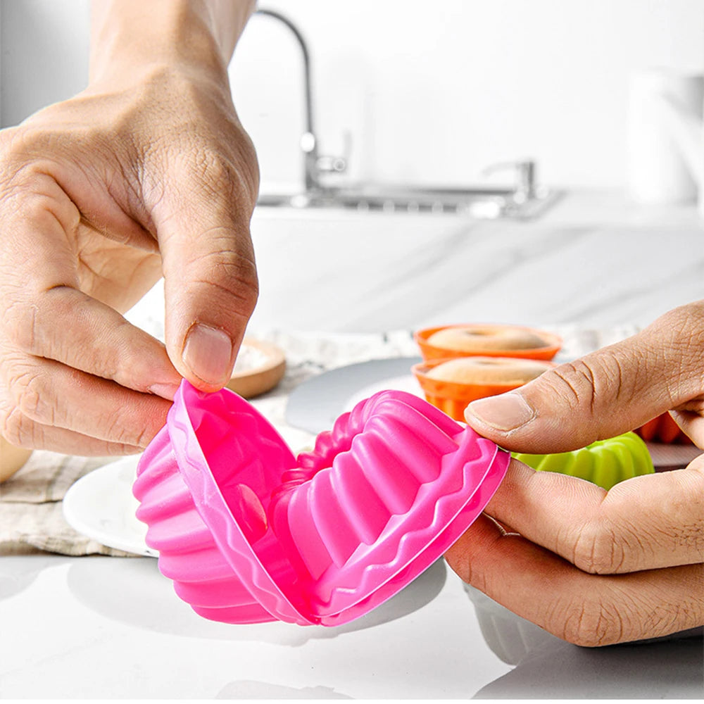 12-Piece Silicone Cupcake Molds Set — Colorful Non-Stick Baking Cups