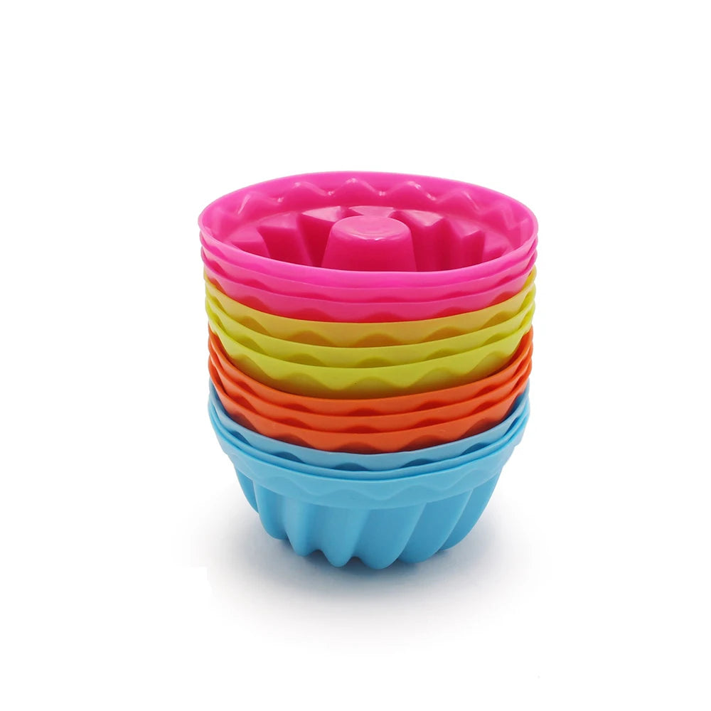 12-Piece Silicone Cupcake Molds Set — Colorful Non-Stick Baking Cups